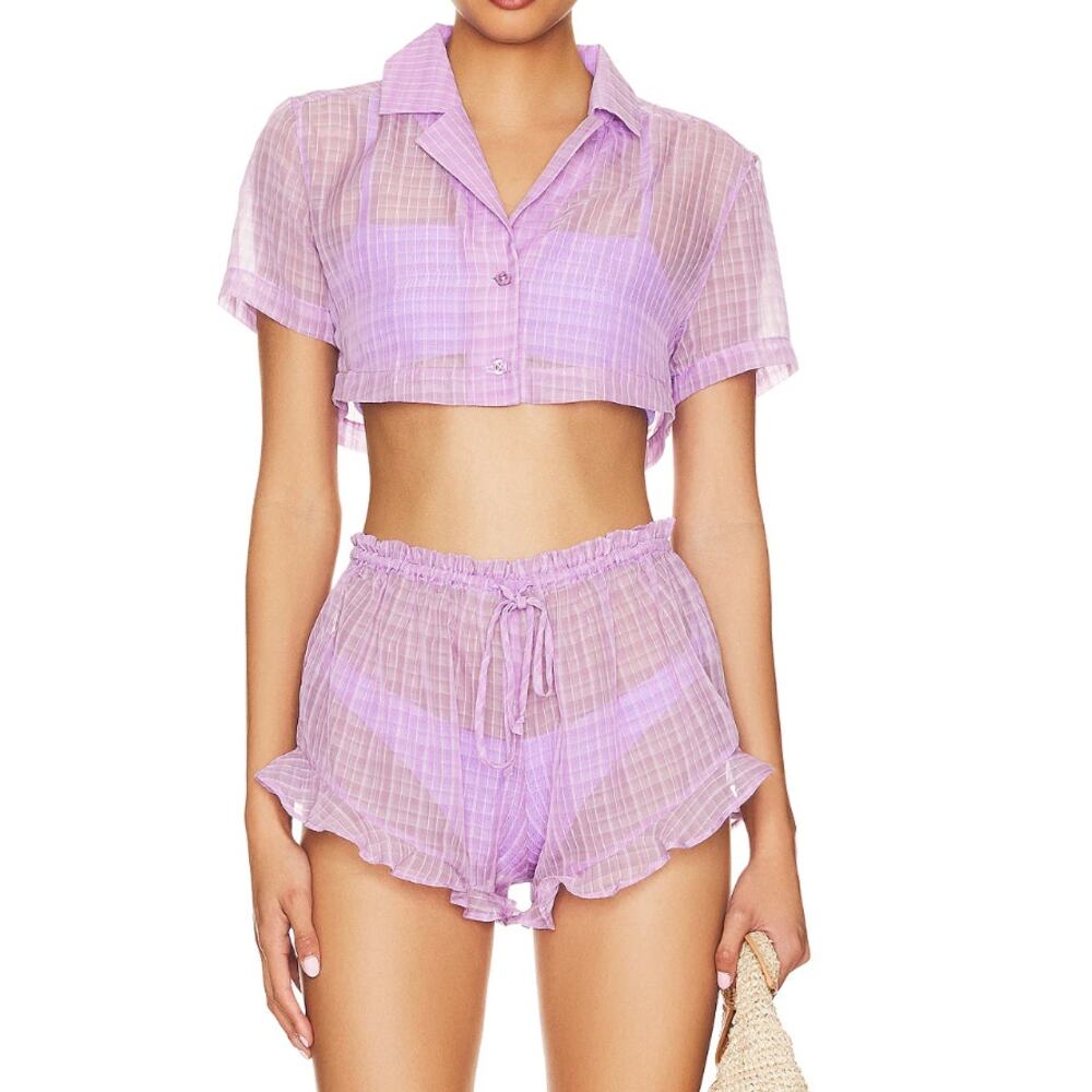 Lovers + Friends Purple Plaid Set
